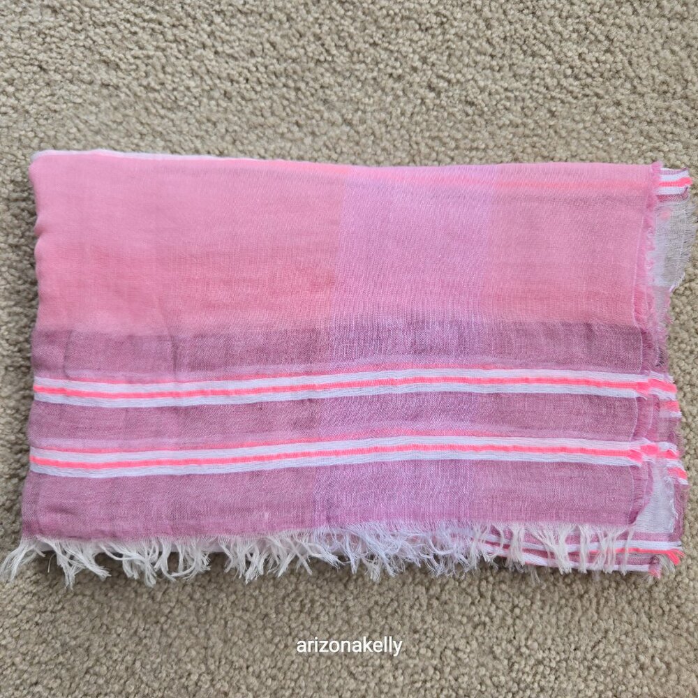 Oska Linen & Cotton Scarf Pink & White - Picture 12 of 13